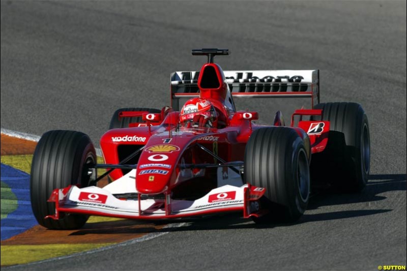 Michael Schumacher, Ferrari. F1 Testing at Valencia, Spain. January 28th 2004.