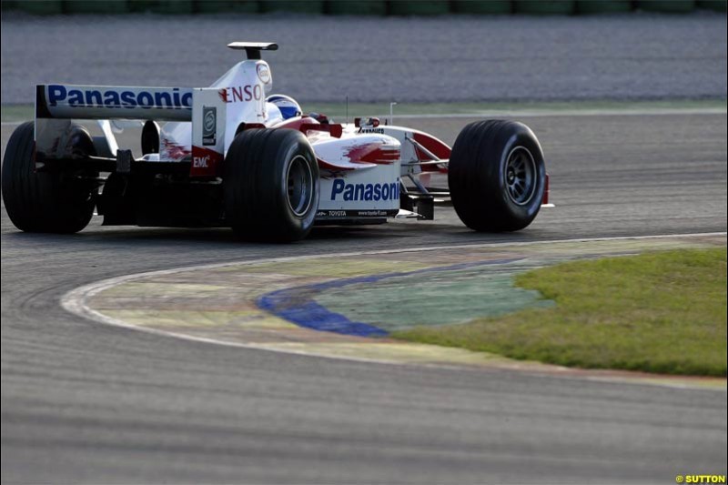 F1 Testing at Valencia, Spain. January 27th 2004. Olivier Panis, Toyota.