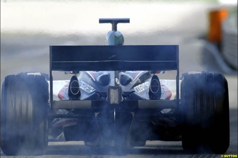 F1 Testing at Valencia, Spain. January 27th 2004. Gianmaria Bruni, Minardi.
