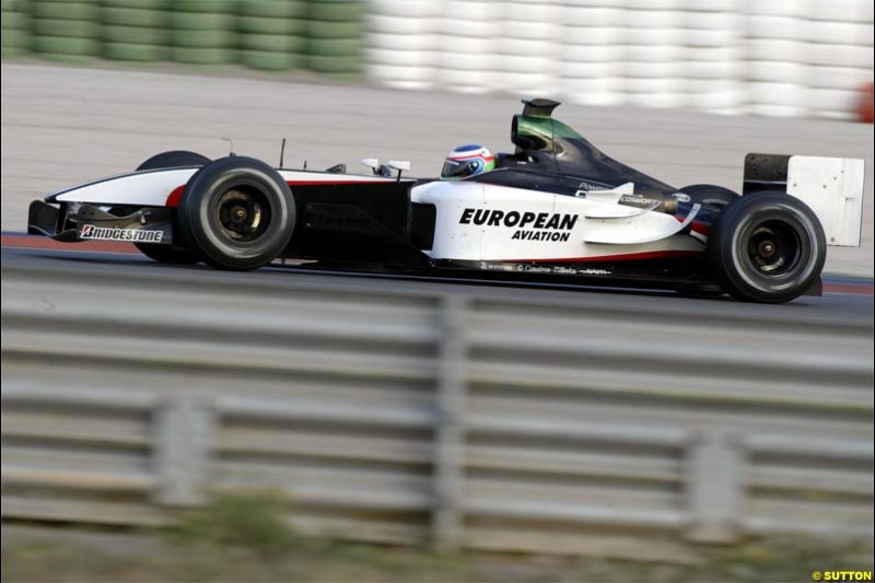 F1 Testing at Valencia, Spain. January 27th 2004. Gianmaria Bruni, Minardi.