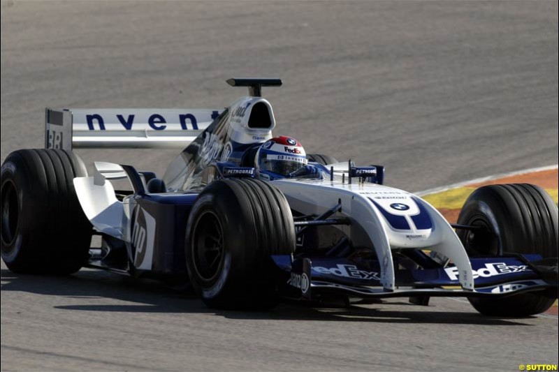 F1 Testing at Valencia, Spain. January 27th 2004. Juan Pablo Montoya, Williams.