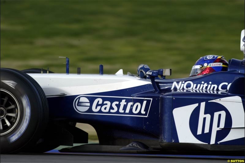 F1 Testing at Valencia, Spain. January 27th 2004. Juan Pablo Montoya, Williams.