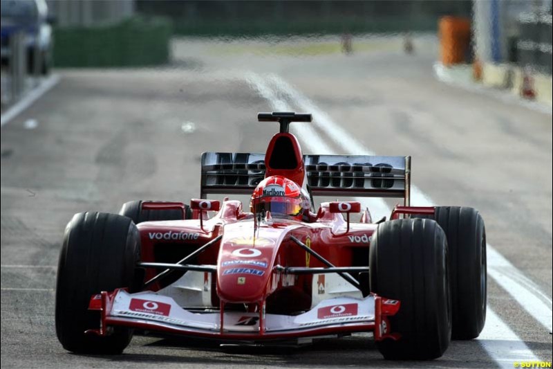 F1 Testing at Valencia, Spain. January 27th 2004. Michael Schumacher, Ferrari.