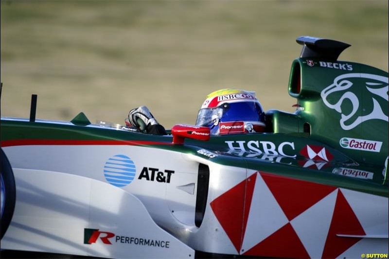 F1 Testing at Valencia, Spain. January 27th 2004. Mark Webber, Jaguar.