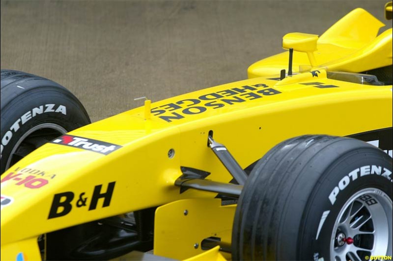 The Jordan EJ14 breaks cover in Silverstone, England. February 4th 2004.