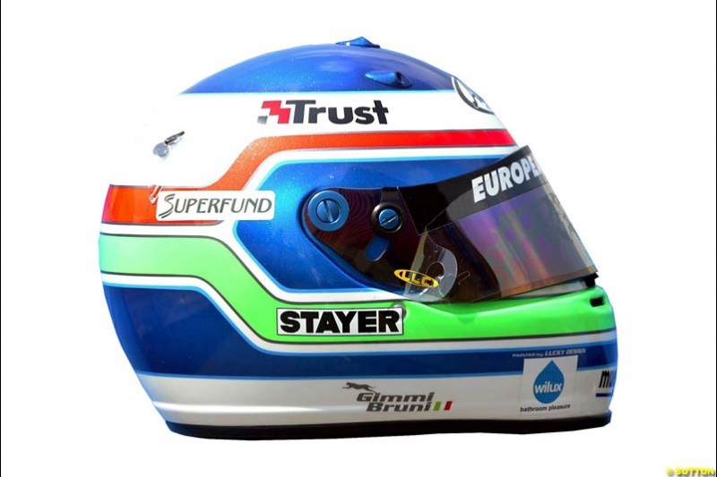 Gianmaria Bruni 's helmet. 2004 Formula One season.