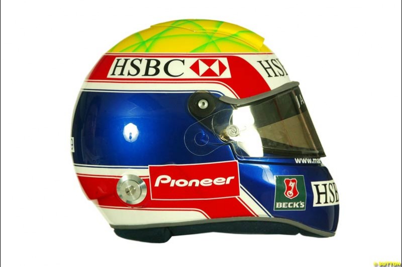 Mark Webber 's helmet. 2004 Formula One season.