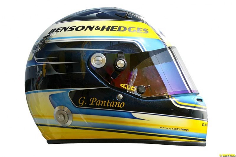 Giorgio Pantano 's helmet. 2004 Formula One season.