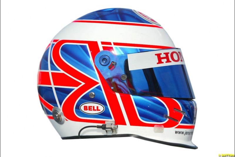 Jenson Button 's helmet. 2004 Formula One season.