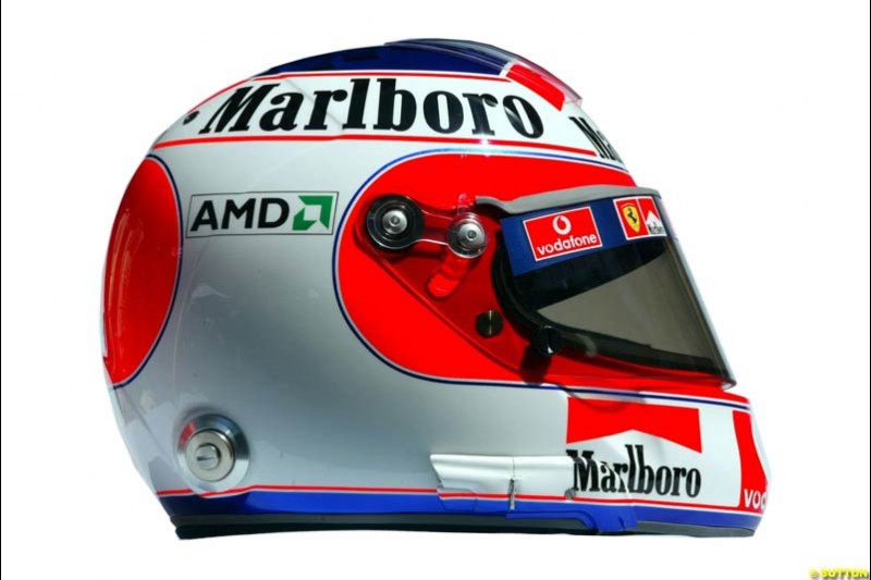 Rubens Barrichello 's helmet. 2004 Formula One season.