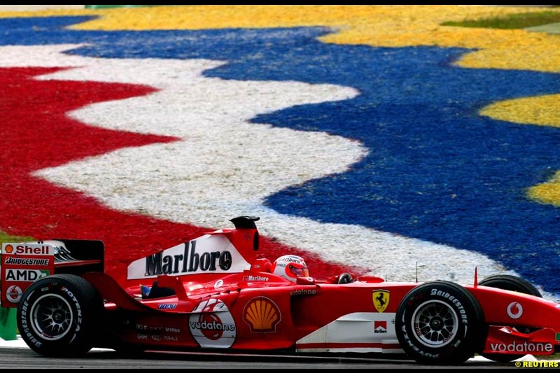 Rubens Barrichello, Ferrari. Saturday qualifying for the Malaysian Grand Prix. Sepang, Kuala Lumpur, Malaysia. March 20th 2004.