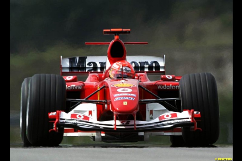Michael Schumacher, Ferrari. Saturday qualifying for the Malaysian Grand Prix. Sepang, Kuala Lumpur, Malaysia. March 20th 2004.