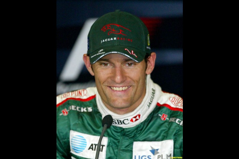 Mark Webber in the post-qualifying press conference. Saturday qualifying for the Malaysian Grand Prix. Sepang, Kuala Lumpur, Malaysia. March 20th 2004.