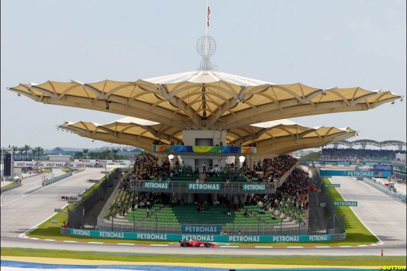 Michael Schumacher, Ferrari. Saturday qualifying for the Malaysian Grand Prix. Sepang, Kuala Lumpur, Malaysia. March 20th 2004.