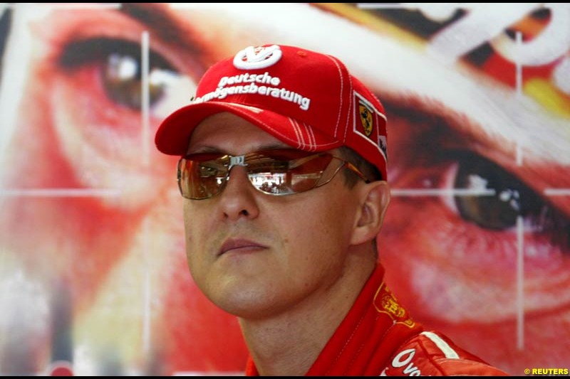 Michael Schumacher, Ferrari. Saturday practice for the Malaysian Grand Prix. Sepang, Kuala Lumpur, Malaysia. March 20th 2004.