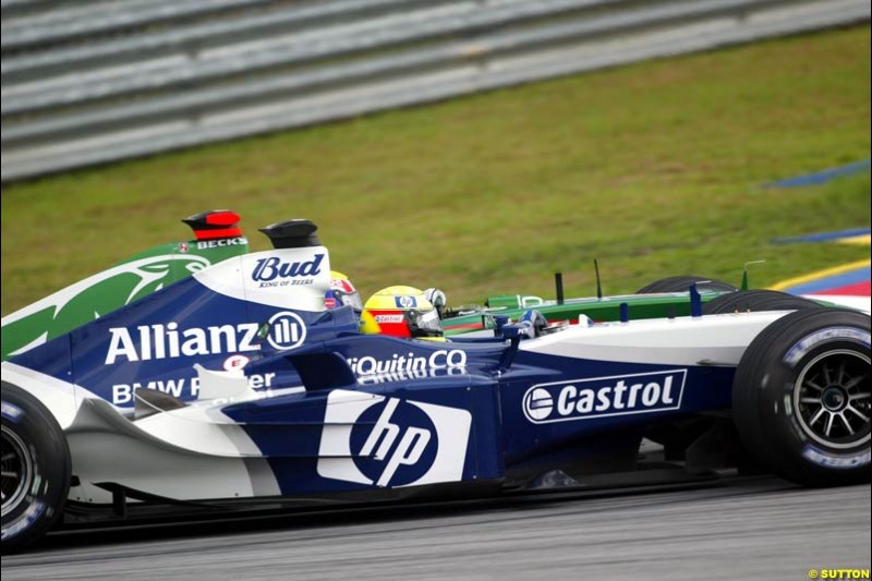 Ralf Schumacher and Mark Webber tangle. The Malaysian Grand Prix. Sepang, Kuala Lumpur, Malaysia. March 21st, 2004.