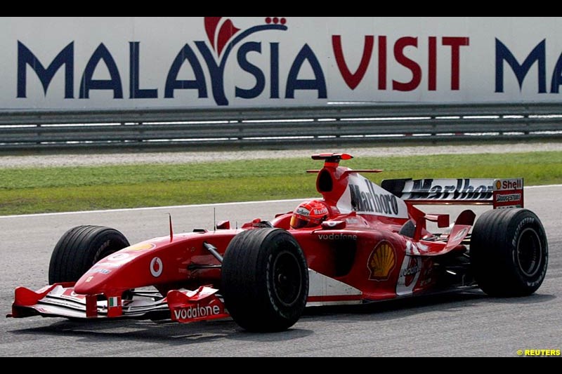 Michael Schumacher, Ferrari. The Malaysian Grand Prix. Sepang, Kuala Lumpur, Malaysia. March 21st, 2004.