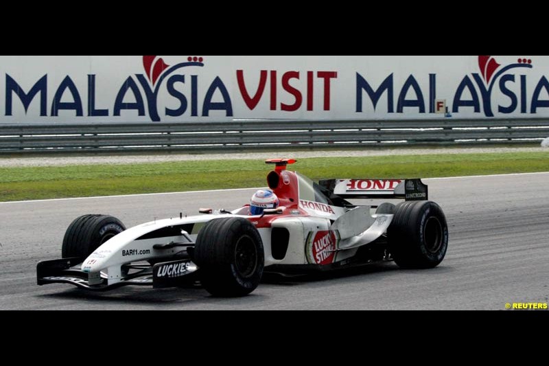 Jenson Button, BAR. The Malaysian Grand Prix. Sepang, Kuala Lumpur, Malaysia. March 21st, 2004.