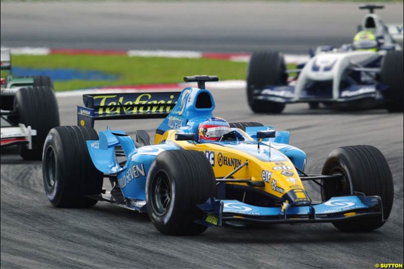 Fernando Alonso, Renault. The Malaysian Grand Prix. Sepang, Kuala Lumpur, Malaysia. March 21st 2004.