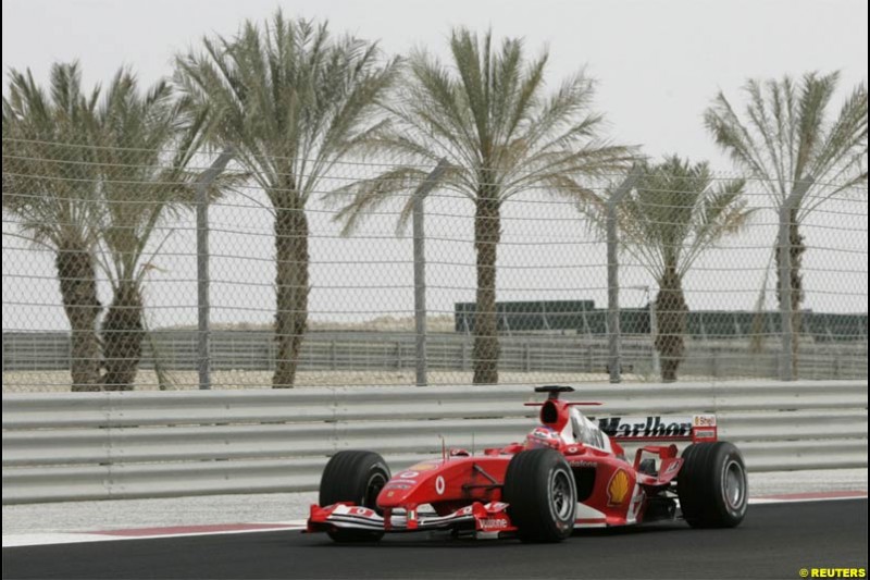 Rubens Barrichello. Saturday qualifying for the Bahrain Grand Prix. Bahrain International Circuit, April 3rd 2004.