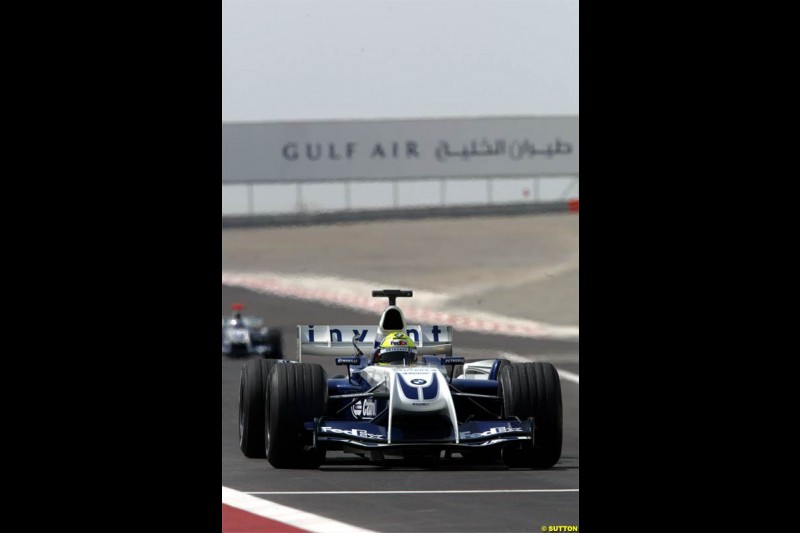 Ralf Schumacher, Williams. Saturday practice for the Bahrain Grand Prix. Bahrain International Circuit, April 3rd 2004.