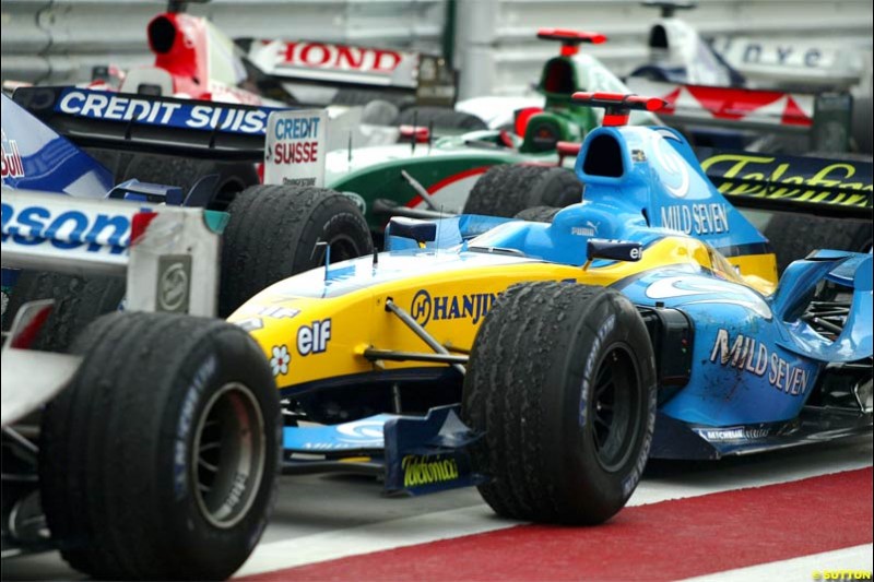 Parc Ferme The Bahrain Grand Prix. Bahrain International Circuit, April 4th 2004.