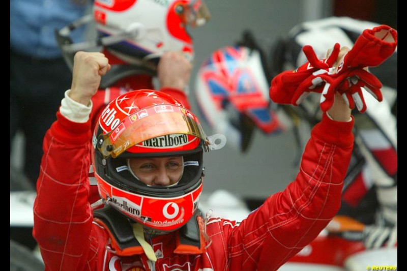 Race winner Michael Schumacher. The Bahrain Grand Prix. Bahrain International Circuit, April 4th 2004.