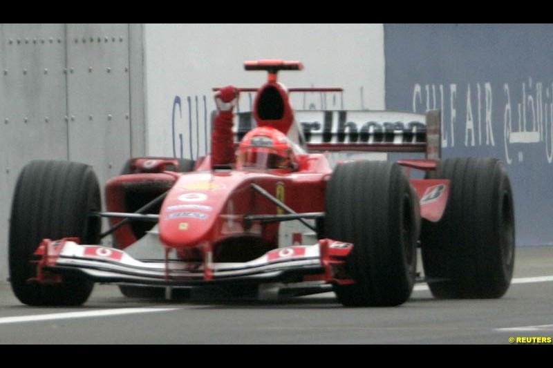 Race winner Michael Schumacher. The Bahrain Grand Prix. Bahrain International Circuit, April 4th 2004.