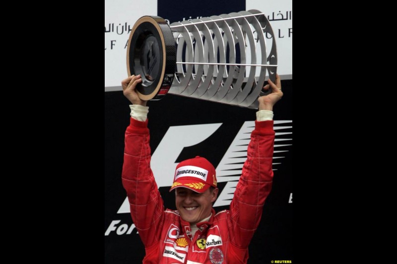 Race winner Michael Schumacher. The Bahrain Grand Prix. Bahrain International Circuit, April 4th 2004.