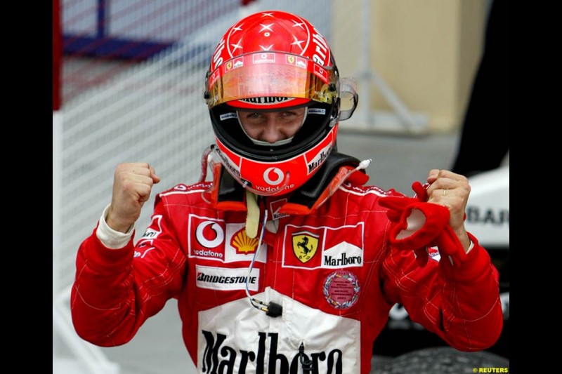 Race winner Michael Schumacher. The Bahrain Grand Prix. Bahrain International Circuit, April 4th 2004.