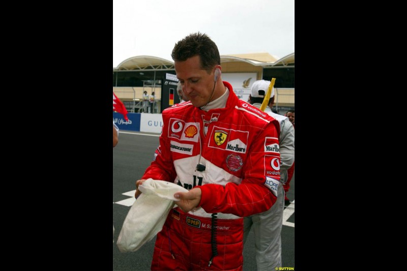 Michael Schumacher, Ferrari. The Bahrain Grand Prix. Bahrain International Circuit, April 4th 2004.