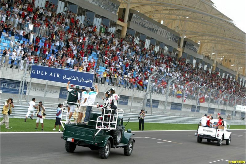The Drivers Parade. The Bahrain Grand Prix. Bahrain International Circuit, April 4th 2004.