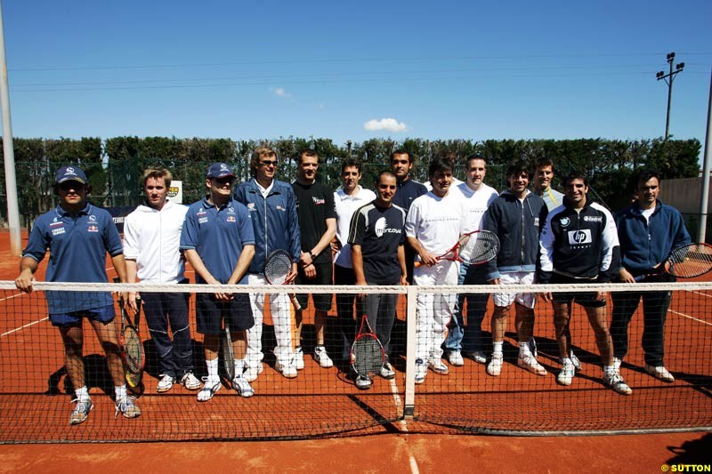The drivers visit the Sanchez-Casal Tennis Academy, May 6th, 2004.
