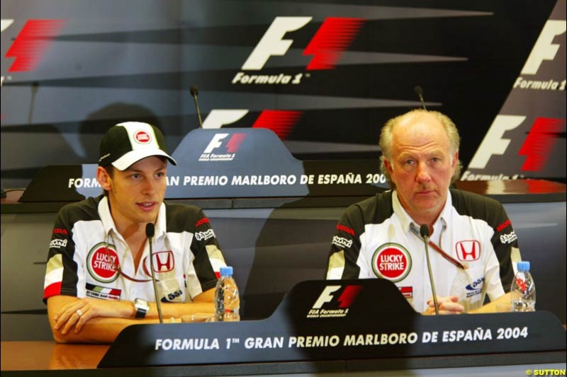 Jenson Button and David Richards, BAR-Honda, May 6th, 2004.