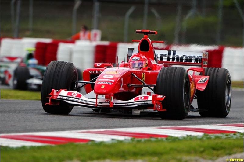 Michael Schumacher, Ferrari, Spanish GP, Friday May 7th, 2004.