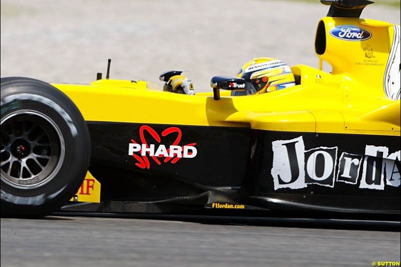 Giorgio Pantano, Jordan-Ford, Spanish GP, Friday May 7th, 2004.
