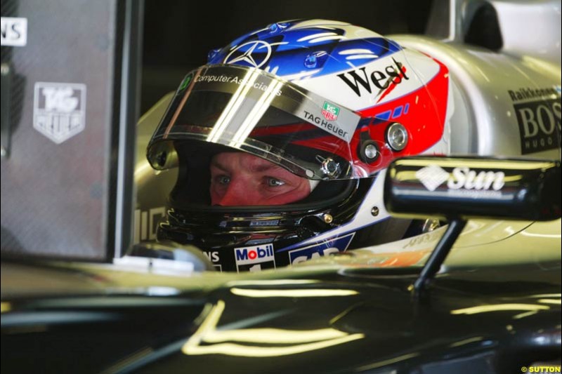Kimi Raikkonen, Mclaren-Mercedes, Spanish GP, Friday May 7th, 2004.