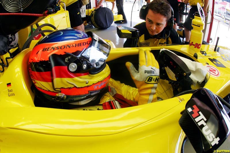 Timo Glock, Jordan-Ford, Spanish GP, Friday May 7th, 2004.