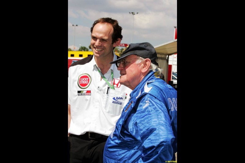 Sid Watkins  and   Alistair Watkins, Spanish GP, Friday May 7th, 2004.