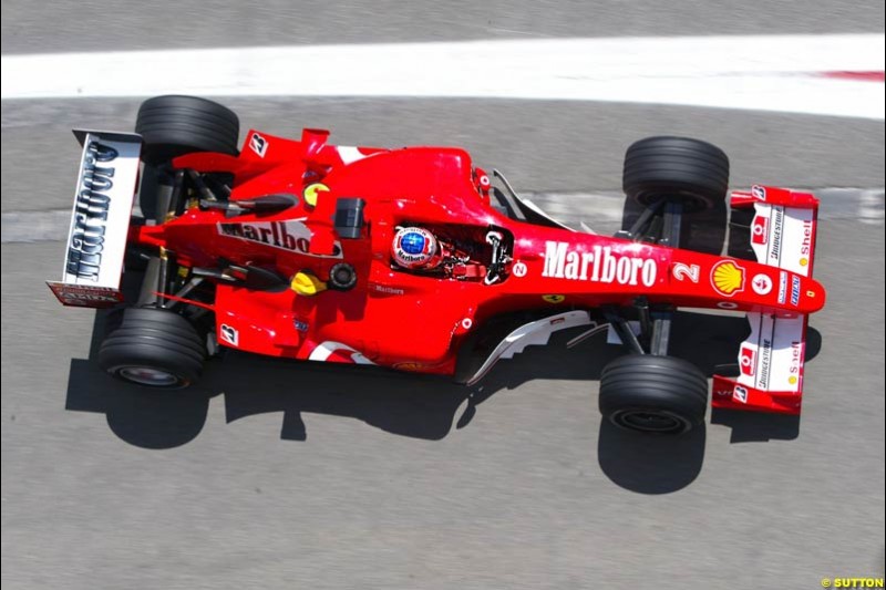 Rubens Barrichello, Ferrari,  Spanish GP Friday Practice, May 7th, 2004.