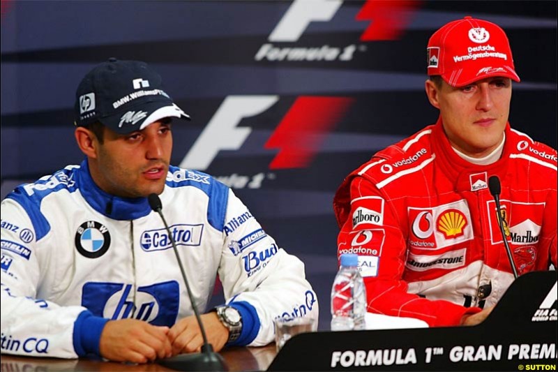 The Post Qualifying Press Conference. Spanish Grand Prix Saturday. Circuit de Catalunya. Barcelona, Spain. May 8th 2004.