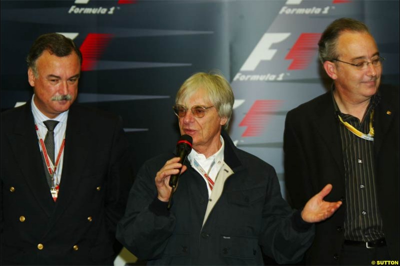 Bernie Ecclestone, F1 Supremo, announces a new Spanish Grand Prix deal for Barcelona. Spanish Grand Prix Saturday. Circuit de Catalunya. Barcelona, Spain. May 8th 2004.