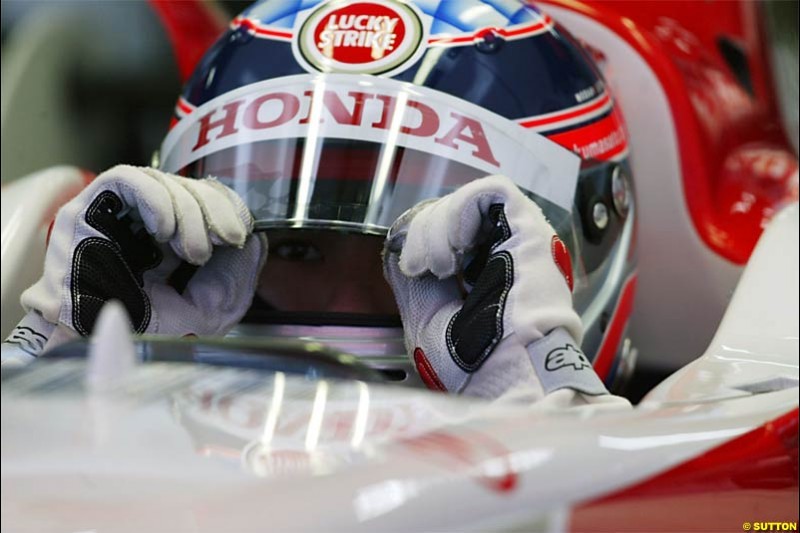Takuma Sato, BAR-Honda, Spanish GP, Saturday May 8th, 2004.