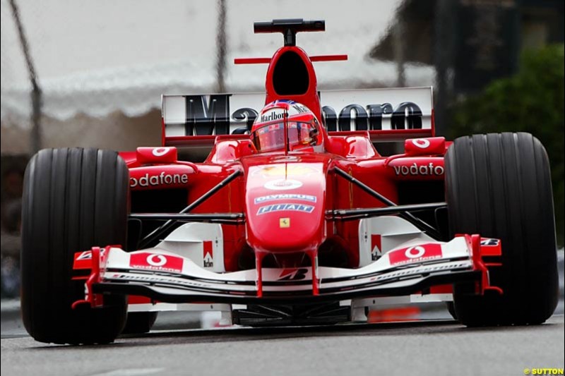 Rubens Barrichello, Ferrari, Monaco GP, Thursday May 20st, 2004.