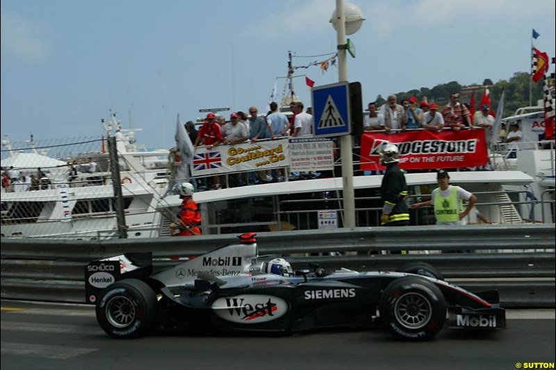 David Coulthard, Mclaren-Mercedes, Monaco GP, Thursday May 20th, 2004.