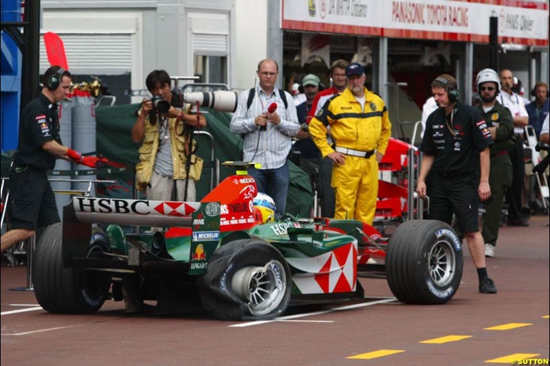 Bjorn Wirdheim, Jaguar, Monaco GP, Thursday May 20th, 2004.
