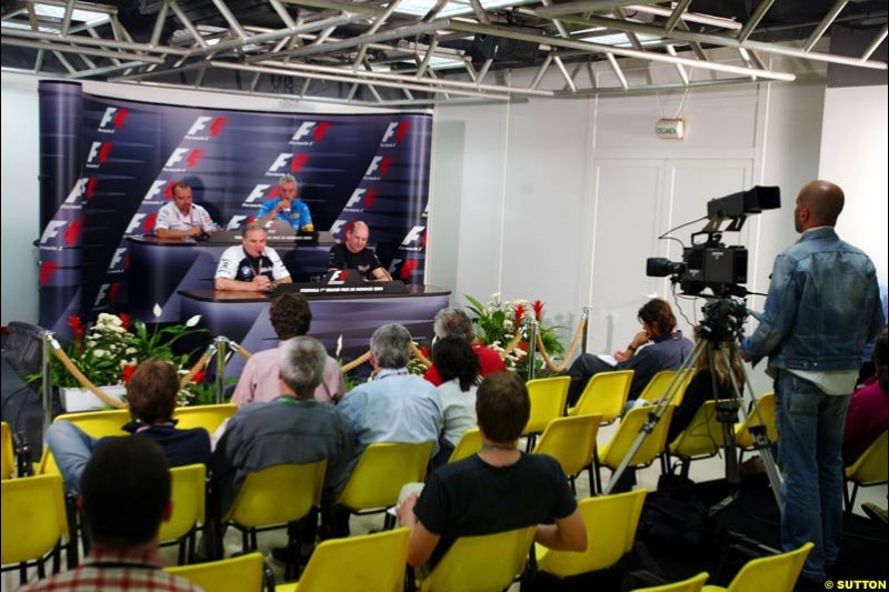 Patrick Head, BMW-Williams; Pat Symonds, Renault; Adrian Newey, Mclaren-Mercedes; Mike Gascoyne, Toyota; Monaco GP, Thursday May 20th, 2004.