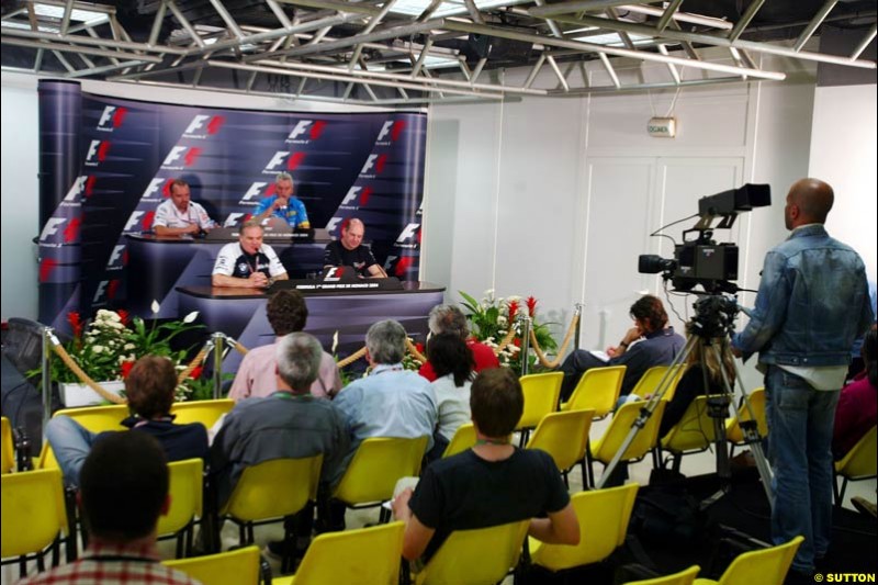 Patrick Head, BMW-Williams; Pat Symonds, Renault; Adrian Newey, Mclaren-Mercedes; Mike Gascoyne, Toyota;  Monaco GP, Thursday May 20th, 2004.