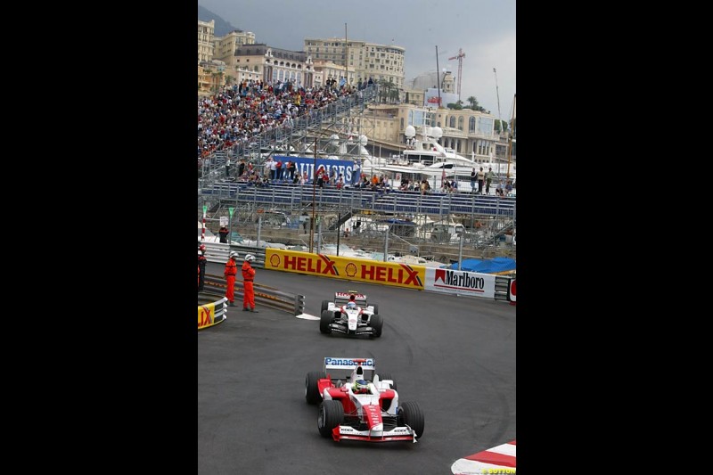 Cristiano da Matta, Toyota; Anthony Davidson, BAR-Honda;  Monaco GP, Thursday May 20th, 2004.