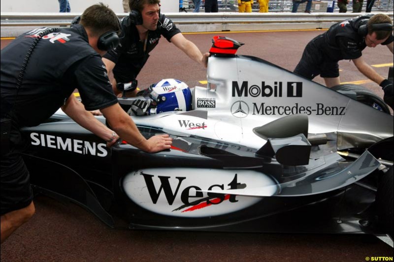 David Coulthard, Mclaren-Mercedes, Monaco GP, Thursday May 20th, 2004.